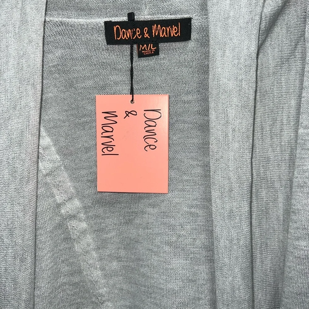 New Dance and Marvel lightweight gray cardigan in size Medium/ Large.